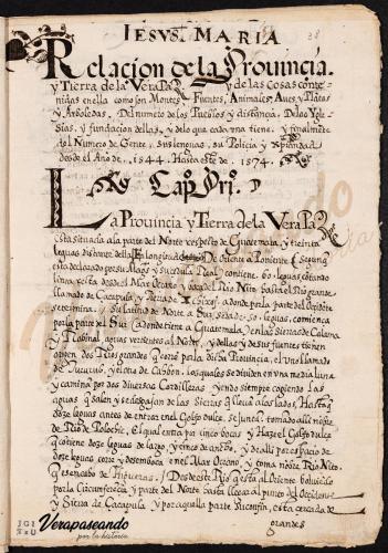 Documento 4Relación de la Provincia de la Verapaz de 1544-1574 por Religiosos de Santo Domingo.