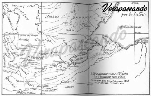 Croquis Etnográfico de la Verapaz en 1550Copia realizada por Karl Sapper