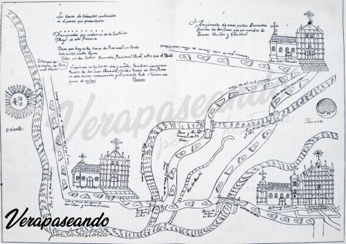 Croquis de los Curatos de Cobán, Carcha y Chamelco, con sus rutas y ríos. 1611 Copia realizada por Karl Sapper